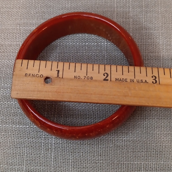 Vintage Orange Red Marbled Bakelite Bangle Bracelet - Picture 6 of 6